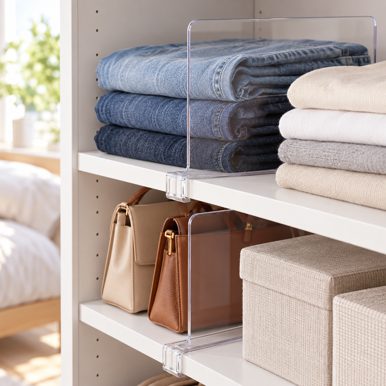 Transparent wardrobe bag divider board