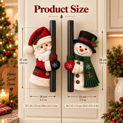 Santa & Snowman Christmas Handle Huggers Set  Festive Holiday Decor for Fridge & Cabinet Handles