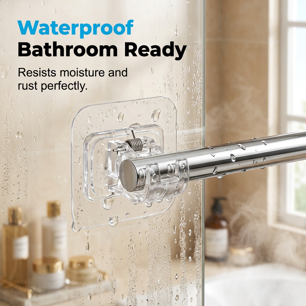 ✨ No-Drill Invisible Curtain Rod Holders – Strong, Waterproof & Easy to Install 🏠