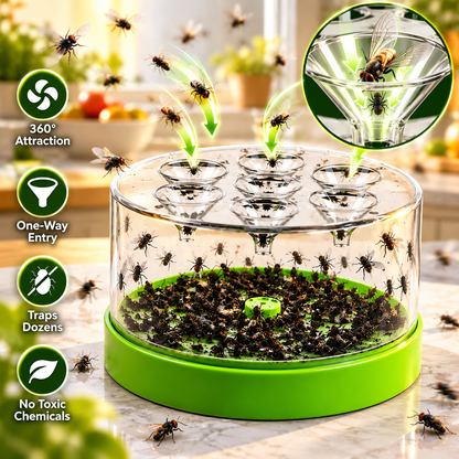 ✨ 360° Reusable Fly Trap 🌿 Multi-Entry Funnel Design