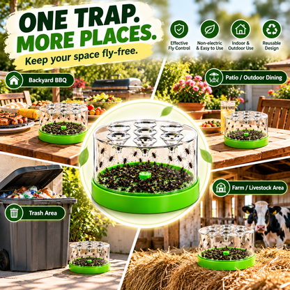 ✨ 360° Reusable Fly Trap 🌿 Multi-Entry Funnel Design