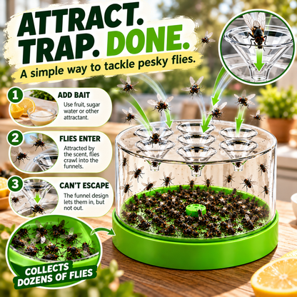 ✨ 360° Reusable Fly Trap 🌿 Multi-Entry Funnel Design