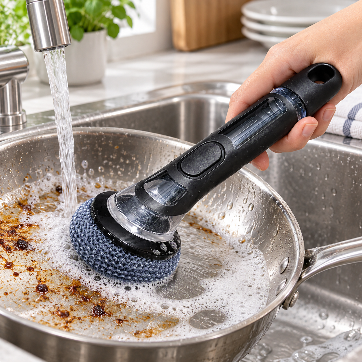 Multifunctional cleaning pot brush