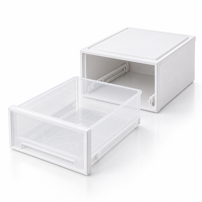 Transparent drawer-style storage box