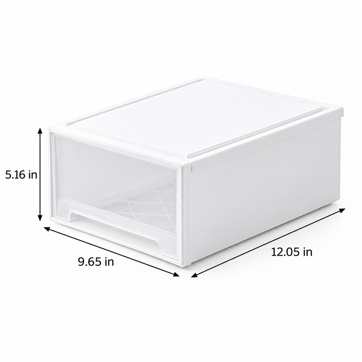 Transparent drawer-style storage box