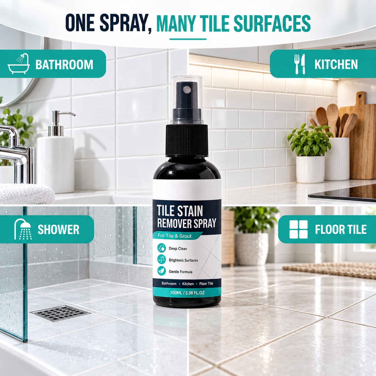 Tile Stain Remover Spray – Instant grout stain lift(100ml/3.38FL.OZ)
